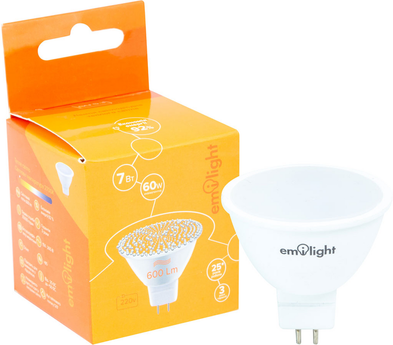 Лампа світлодіодна Emilight (2230529477016) 7Вт, GU5.3, 2700K